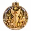 Adorno de bola de Navidad transparente transfronterizo, bola de cristal 3D brillante de castillo de hielo, bola de decoración para árbol de Navidad, decoración colgante navideña