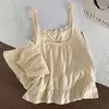 Pijama com Bojo para Mulheres, Novo Estilo de Verão com Shorts de Alça, Algodão Colorido Catiônico Estilo Fino, Conjunto Doce para Casa de Menina