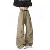Pantalones de Trabajo Plisados Estilo Americano para Hombre Otoño Diseño Holgado Sentido de la Moda Marca de Tendencia High Street Rudo Genial Casual Pantalones Largos
