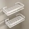 Estante de baño, estante para grifo, montado en la pared, sin taladro, estante de almacenamiento de pared para lavabo