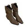 Botines Vaqueros Western Elegantes 2026 Otoño/Invierno Nuevos Botas de Caballero Retro con Pliegues y Tacón Grueso hasta Media Pantorrilla