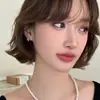 Pendientes de Trébol de Cuatro Hojas de la Suerte Estilo Coreano para Mujer, Nuevo Estilo Popular, Gama Alta, Versátiles, Exquisitos, Pendientes de Diseño de Nicho para Mujer