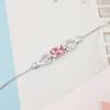 Nuevo Grupo Rosa Zircón Elegante Moda Simulación Color Turmalina Pulsera Tesoro para Mujer Chapado en Oro Blanco de 18 Quilates Joyería