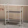 Carrinho Pequeno de Jantar de Aço Inoxidável Carrinho de Serviço para Bebidas e Panela Quente Carrinho de Empurrar à Mão Carrinho de Armazenamento para Beleza e Ventosaterapia Rack para Micro-ondas Forno de Cozinha