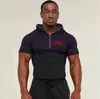 Youngla Sudadera con Capucha de Manga Corta Media Cremallera Tela de Alta Elasticidad de Secado Rápido Transpirable para Correr Entrenamiento Deportes
