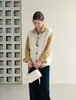 Chaleco de punto sin mangas con cuello redondo, estilo otoño/invierno para mujer, diseño en capas, con botones en forma de cuerno, top tipo cárdigan suéter