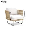 Sofá Trenzado de Cuerda Woden para Exteriores, Casa de Huéspedes, Patio, Jardín, Set de Muebles de Sofá de Ratán al Aire Libre, Muebles de Ratán para Exteriores