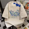 Camiseta Informal de Algodón Puro de Manga Corta para Pareja Ins Primavera/Verano 2026 para Mujer, Top Vintage de Peso Pesado con Estampado de Gato de Marca de Moda para Hombre
