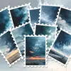 36 Peças de Carimbos e Adesivos de Pintura a Óleo de Paisagem Azul, Adesivos Decorativos Temáticos de Cura para Mala e Capa de Celular Venda por Atacado