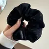 Goma para el pelo de punto floral estilo coreano para otoño e invierno, Lazo grande para el pelo con un toque vintage de alta gama, Elegante accesorio para coleta