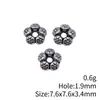 7.6X7.6X3.4Mm 0.6g Flor Plateada Antigua Cuentas Espaciadoras Cuentas con Agujero Pequeño