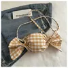 Bolsa Transversal Estilo Floresta Menina Borboleta Doce Xadrez Colorido Doce Personalidade Coreana Simples Para Sair Xadrez Nova Laço
