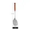 Espátula de Acero Inoxidable para Cocina Casera, Juego de Cocina con Mango de Madera, Cuchara para Sopa, Espumadera, Cuchara para Arroz, Espátula para Freír Pulida con Arena