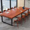 Mesa europea de madera maciza, mesa grande, mesa de conferencias, mesa de negociación rectangular, escritorio simple, mesa de centro moderna.