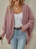 Moda Otoño e Invierno Europea y Americana 2025 Nuevo Cárdigan de Punto Aliexpress Cárdigan de Color Puro de Punto de Longitud Media