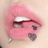 Anillo de labios con forma de pétalo de flor y dientes internos de tres colores, con diamantes y circonitas, joyería con perforaciones, de acero de titanio, nuevo, dulce y genial.
