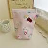 Tela de Algodón Estampada de Alta Densidad Bolso Cosmético Vertical Hecho a Mano con Lazo Bordado, Mayoreo