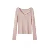Suéter con Cuello de Raccoon de Lana Suave de Terciopelo Andi para Mujer, Invierno Delgado de Manga Larga Tejido, Color Albaricoque, Talla Única