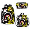 Mochila escolar con estampado de tiburón y camuflaje, de gran capacidad, para niños, mochila, estuche para lápices, conjunto de tres piezas