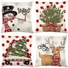 Funda de almohada navideña más vendida transfronteriza con estampado festivo de Papá Noel, funda de almohada para decoración del hogar, venta al por mayor directa del fabricante