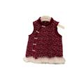 Vestido Cheongsam Feminino Ningli Forrado com Lã Estilo Novo Roupa de Inverno Vestido para Bebê de Um Ano Vestido Vermelho de Ano Novo para Crianças