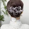 Presilha Bico de Pato Estampada de Leopardo com Flores de Alta Qualidade, Para Grande Volume de Cabelo, Presilha de Uma Palavra na Parte de Trás da Cabeça, Estilo de Presilha de Cabelo Maduro e Elegante