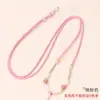 Cordão Fino de Quartzo Rosa, Pingente de Jade Tecido à Mão, Corrente de Suéter de Cristal para Homens e Mulheres, Colar Ajustável com Acessórios de Corda