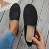 Nuevos Zapatos Planos de Punto Transpirables de Comercio Exterior de Corte Bajo para Mujer de Punta Redonda Huecos Ligeros para Todas las Estaciones Mocasines Casuales