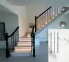Pasamanos de Escalera, Barandillas de Lujo Ligero, Columnas Modernas Minimalistas de Aleación de Aluminio-Magnesio, Barandillas de Madera Maciza para Interiores de Villa, Estilo Francés