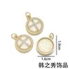 Artículos Populares Transfronterizos: Colgante Redondo Cruzado Chapado en Oro Cobre Ópalo Imitación Colección, Zirconia Microincrustada Accesorios para Collares DIY