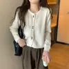 2026 nuevo estilo suave y dulce cárdigan de punto con cuello redondo y manga larga de encaje corto prenda exterior moderno