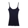 Top Camisola Ajustado Estilo Francés Wanwei para Mujer Primavera 2026 Nuevo Estilo Tirante Fino Borde Enrollado Chaleco de Punto P4065