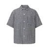 Camisa de Manga Corta con Bolsillo de Cuadros Burbuja para Hombre, Nuevo Estilo Retro Japonés de Programador Primavera/Verano, Top Suelto Casual para Mujer, Moderno