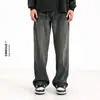 Jeans Tooling Vintage Lavado Antigo Ceecuz Masculino Estilo Americano Vintage Solto Perna Larga Reto Calças Casuais