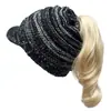 Otoño e invierno 2023 protección para los oídos de mujer sombrero cálido con visera parte superior hueca para coleta sombrero de lana rizada tejido a prueba de frío para ciclismo