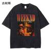 Atacado transfronteiriço em high street hip hop retro angustiado lavado solto oversize meia manga hiphopT shirt