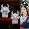 Boneca gato de batata de Guizhou acessórios DIY lembrança coroa de cabelo prateada chapéu étnico Miao chapéu tiara de chifre de vaca borboleta
