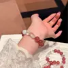 Nieve en FatOriginal Fresa Natural Copo de Nieve Blanco Fantasma Cristal Blanco Irregular Pulsera de Cristal Corazón Rosa Girly