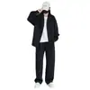 Conjunto de Dos Piezas: Cárdigan de Cuello en V, Chaqueta de Manga Larga y Pantalones Casuales de Pierna Recta, Estilo Masculino Talla Grande con un Toque de Lujo de Nicho y Estilo Old Money