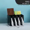 Portavasos de Papel Acrílico Caja de Almacenamiento para Tapas y Popotes Tienda de Café y Té con Leche Bar Estante de Almacenamiento para Suministros Desechables Comercial