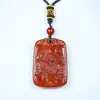 Colgante de Ágata Calcedonia Jade Natural Kirin de Fuego Verde Imperial Rojo y Amarillo Marca Jade Kirin Colgante de Jade Seguro para Hombres y Mujeres