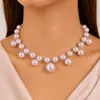 Collar de perlas blancas para mujer, estilo vintage francés, lujo ligero, sensación de alta gama, cadena corta para clavícula, gargantilla elegante, accesorio de regalo de cumpleaños