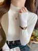 Suéter azul para mujer, nuevo modelo otoño e invierno 2026, top de punto de cuello medio para llevar debajo de un abrigo, camiseta básica de cuello semi-alto