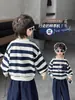 Sudadera Rayada para Niño 1722 Estilo Nuevo Primavera y Otoño Ropa de Primavera para Niños Estilo Coreano Suéter Guapo de Manga Larga para Niños
