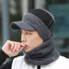 Conjunto de Invierno de Lujo para Hombre: Gorro y Bufanda, Gorro de Lana Tejido Cálido con Forro de Polar, Protector de Cuello Jacquard Coreano a la Moda