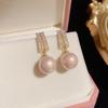 Pendientes colgantes de perla Dongdaemun de estilo coreano para mujer, de alta gama, con microincrustaciones de circonita, aguja de plata S925, joyería de moda para las orejas.