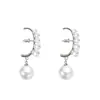Pendientes Curvos de Perla en Línea Única de Diseño de Nicho Europeo y Americano, Pendientes Retro de Alta Gama para Mujer, Pendientes Simples Elegantes