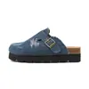 Nuevos Zapatos Birkenstock de Suela Gruesa 2026, Medias Pantuflas de Punta Cerrada para Mujer, Pantuflas Retro Desgastadas, Zapatos Birkenstock Casuales de Mezclilla para Uso al Aire Libre
