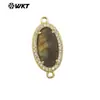 WT-C334 Colgante Exquisito Oval de Piedra Preciosa de Color Amatista Destello Piedra de Cuarzo Rosa Borde de Circonita