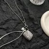 Bolso de Cinta Trenzada Corazón Plateado Collar Largo para Mujer Cadena Cruzada Estilosa Coreana Nicho Accesorios para Sudadera Suéter